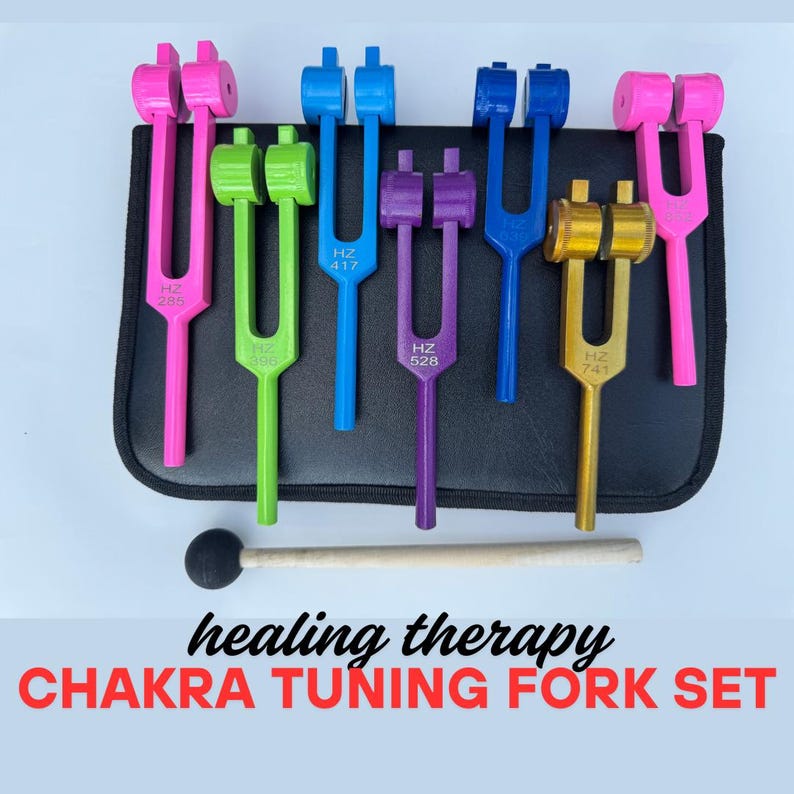 Solfeggio Tuning Fork Set of 9 (174Hz-963Hz) | Sound Therapy Kit