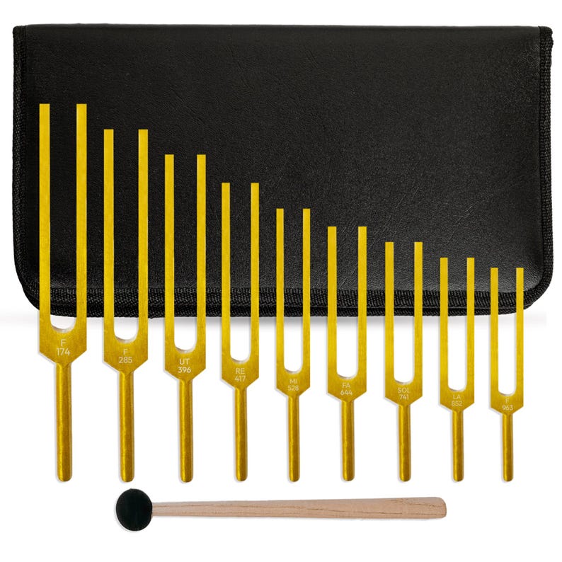 Solfeggio Tuning Fork Set of 9 (174Hz-963Hz) | Sound Therapy Kit